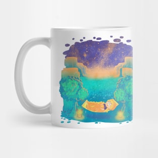 Stargazing in the forest by the sea at night Mug